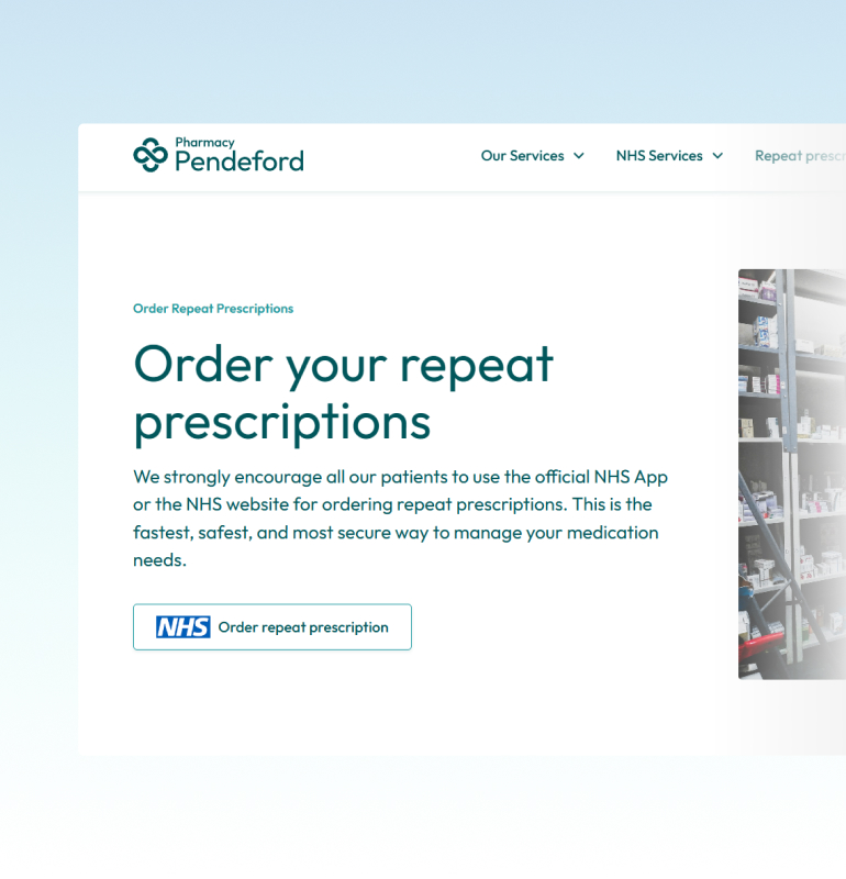 Example NHS Prescriptions in Deltera website