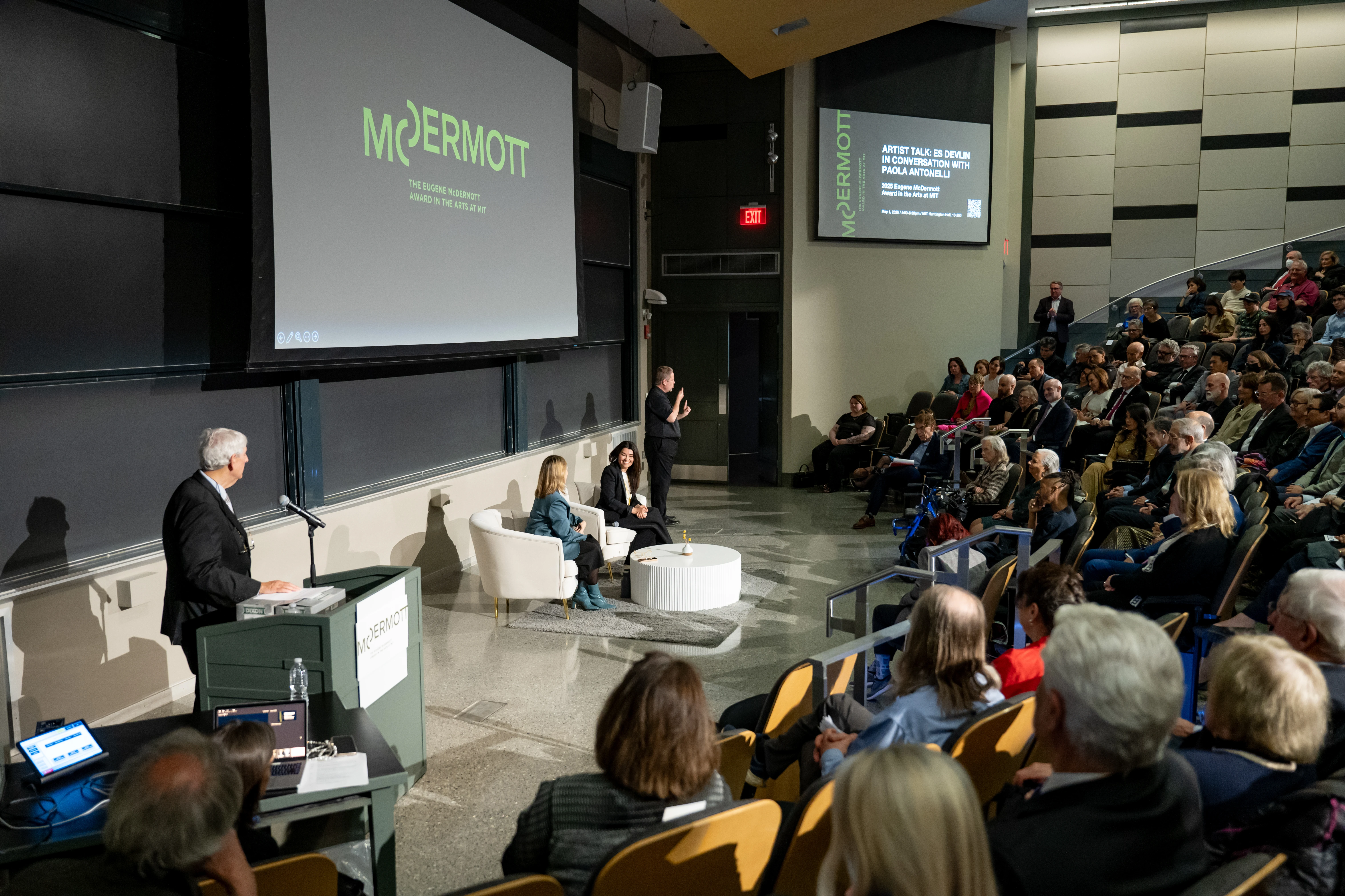 Philip S. Khoury introduces Es Devlin and Paola Antonelli. Photo: Kataram Studios.