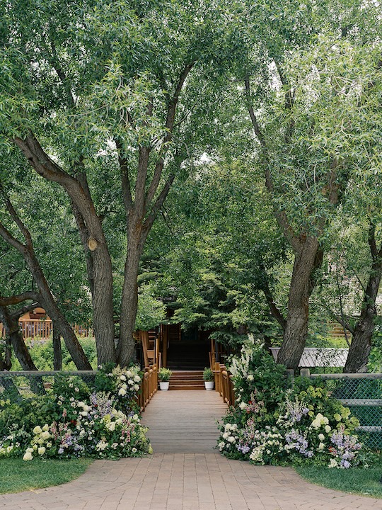 Garden flower ceremony at trail creek cabin bridge in sun valley