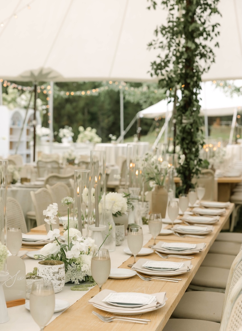 Reception table-scape with grapes and artichokes