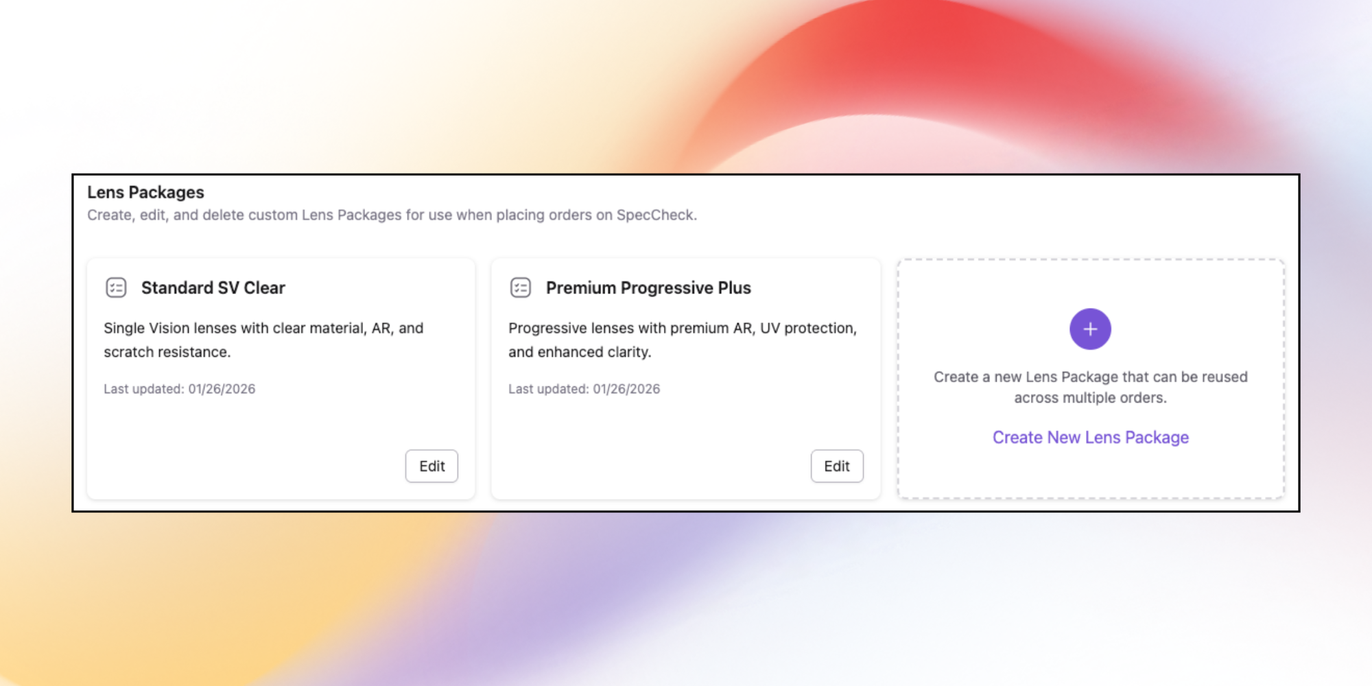 LENS PACKAGES // Fewer Clicks, Faster Orders