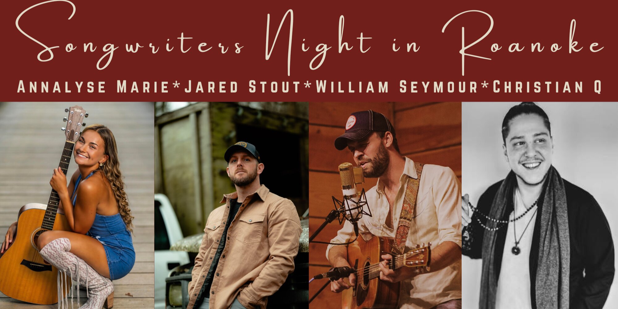 Songwriters of Roanoke: William Seymour, Annalyse Marie, Jared Stout, Christian Quesenberry
