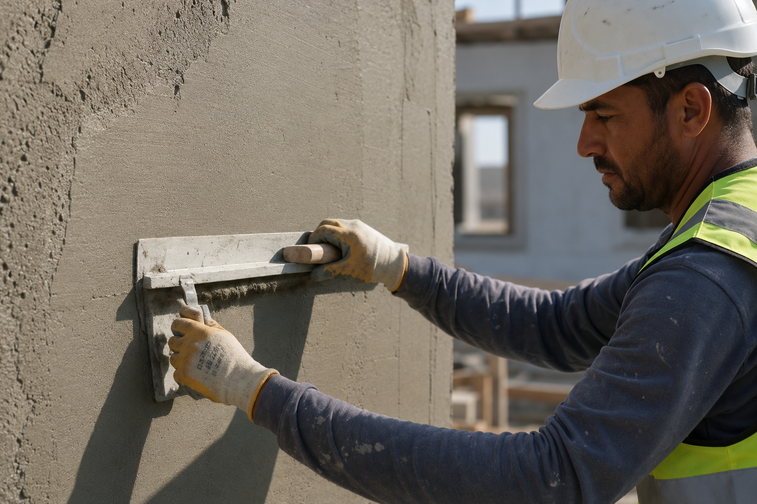 Finishing the structural mortar face of a SCIP wall