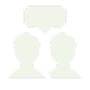 Silhouettes of two people with a speech bubble above them representing communication or discussion.