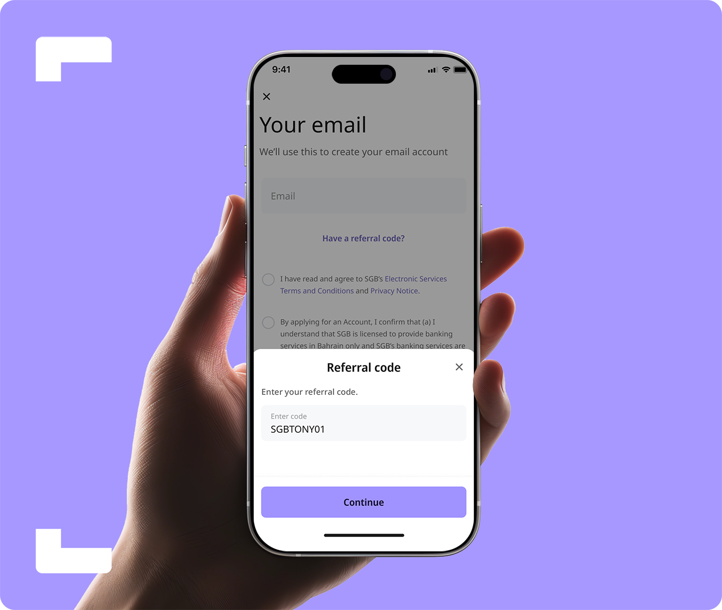Digital onboarding in a mobile app