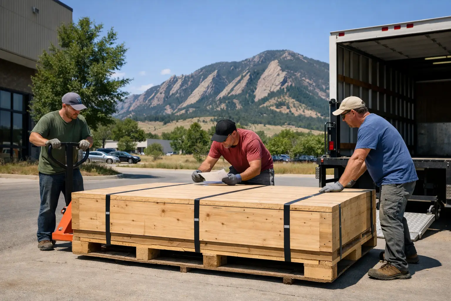 A hand arranging white paper shapes on a printed TacTiles Layout grid sheet on a wooden surface.