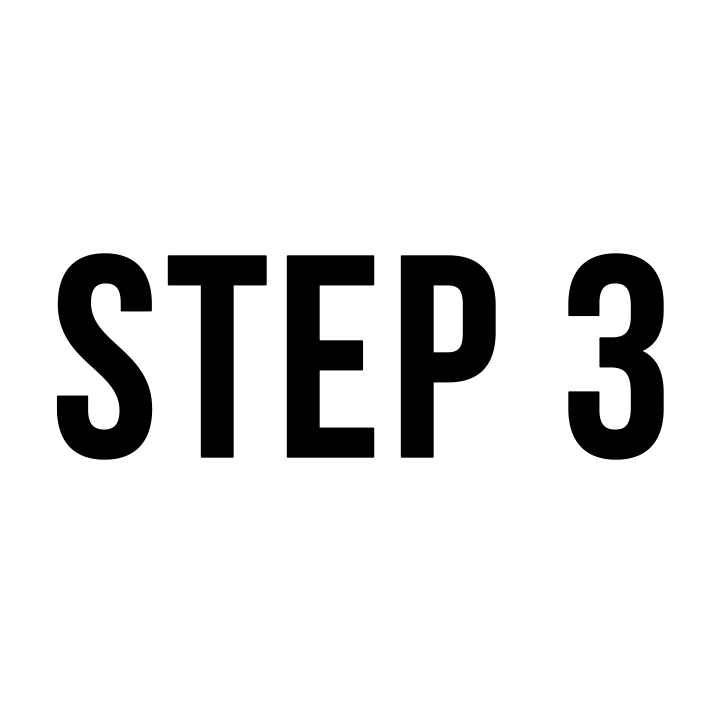 Black text reading STEP 3 on a white background.