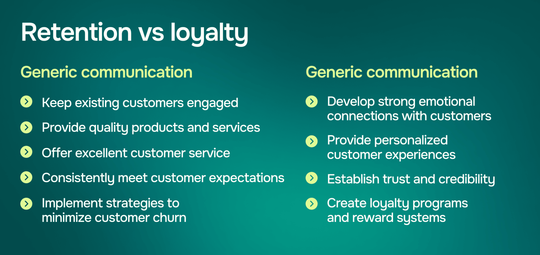 infographic - difference between customer retention and customer loyalty