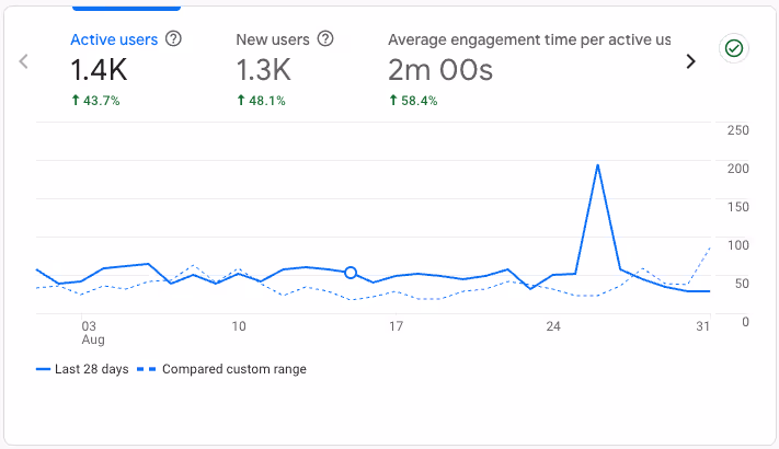 přehled statistik z GA4 u webu neurazitelný