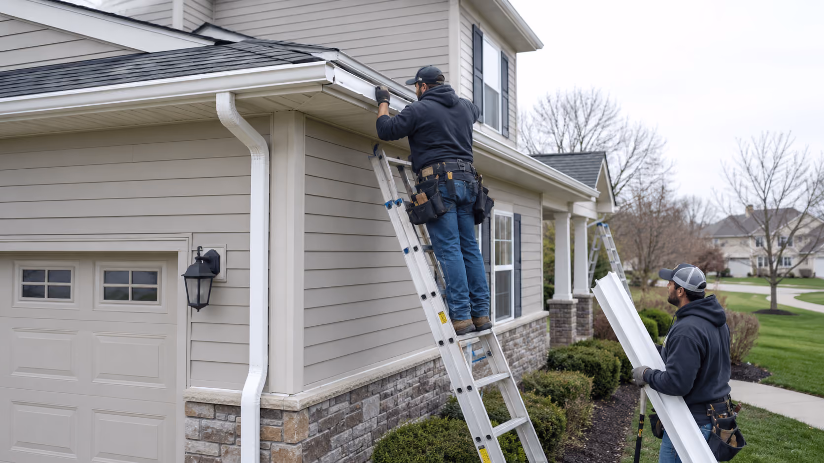Partial roof replacement in progress, showing exposed wooden framing and new shingles being installed on a residential home.