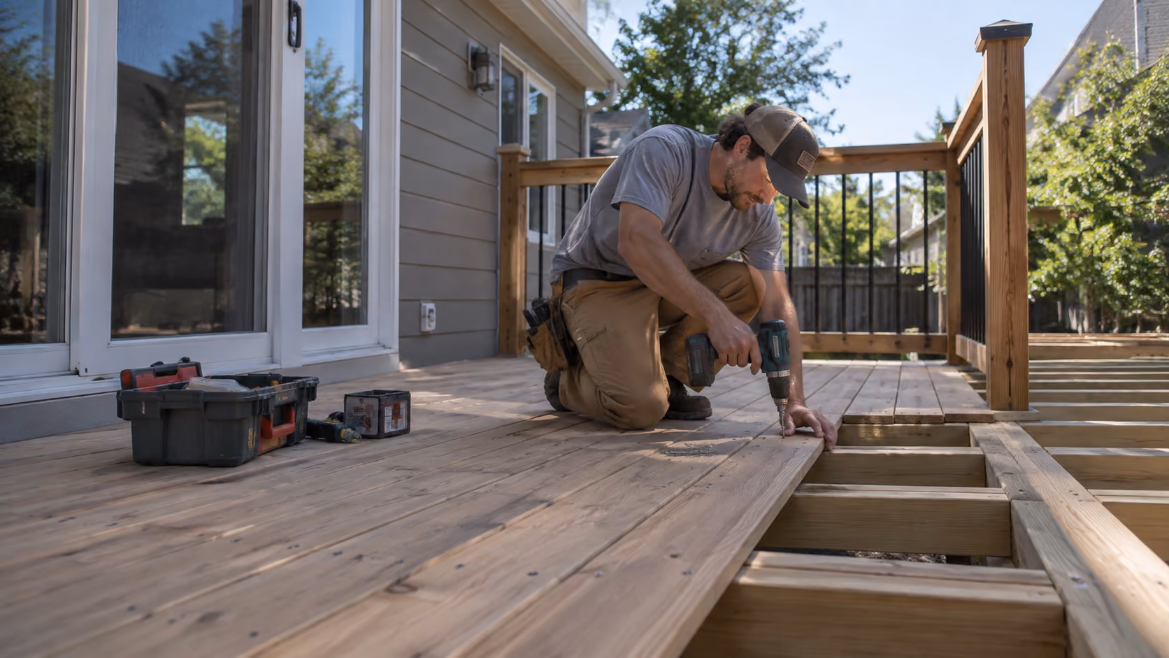 Partial roof replacement in progress, showing exposed wooden framing and new shingles being installed on a residential home.