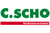 Logo des Straßenbauunternehmens C.Scho in grün und rot
