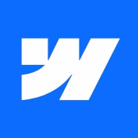 Weißes W-Logo auf blauem Hintergrund, minimalistisches Design