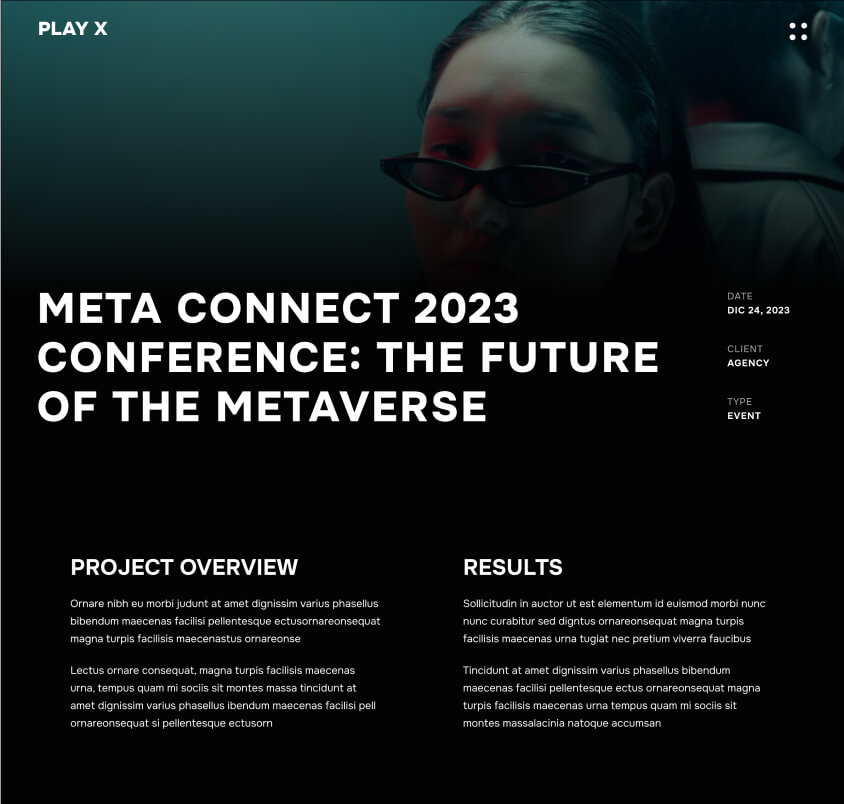 Portfolio Single Page - Play X Webflow Template