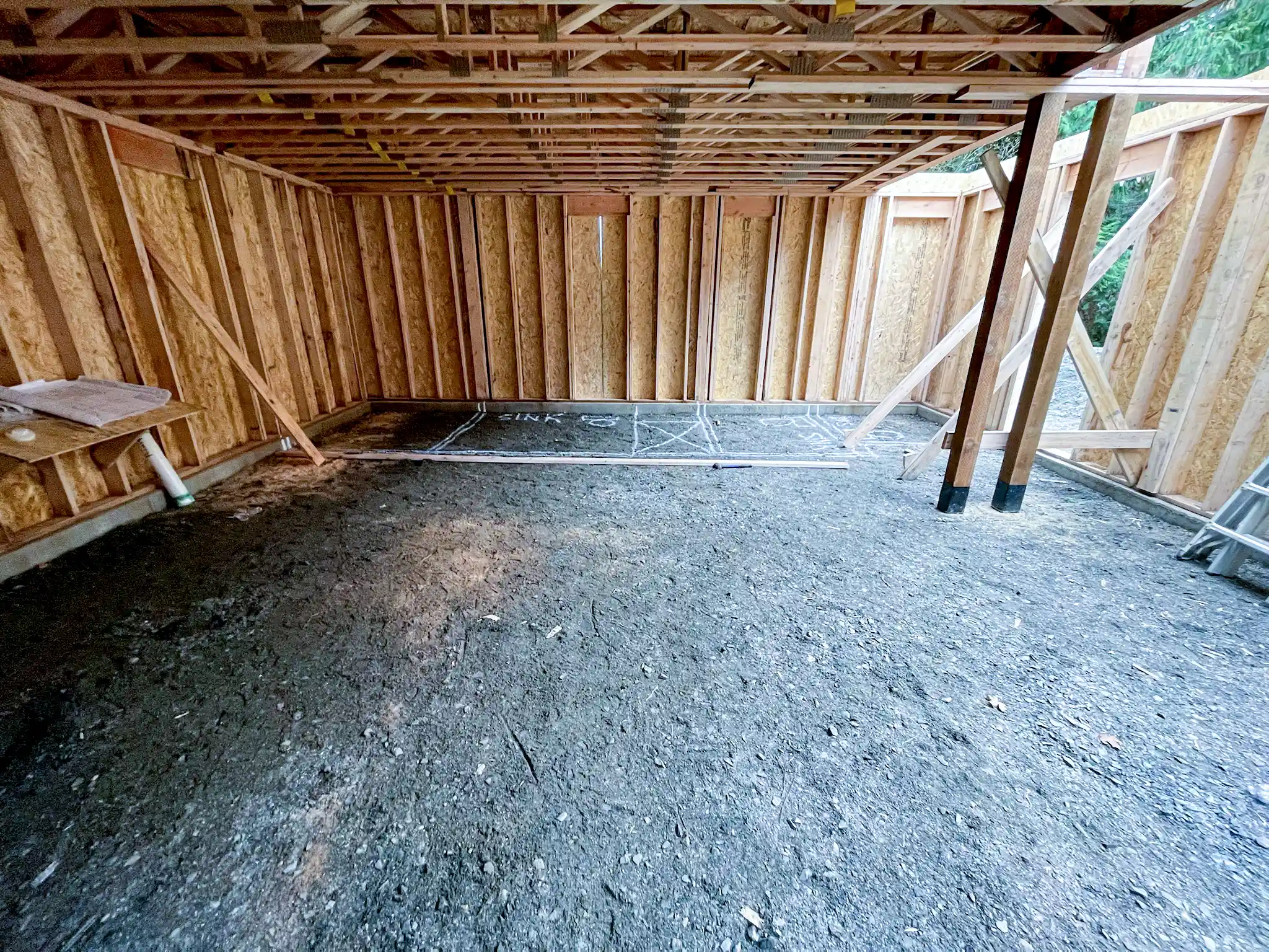 Angled photo of worksite during the construction process.