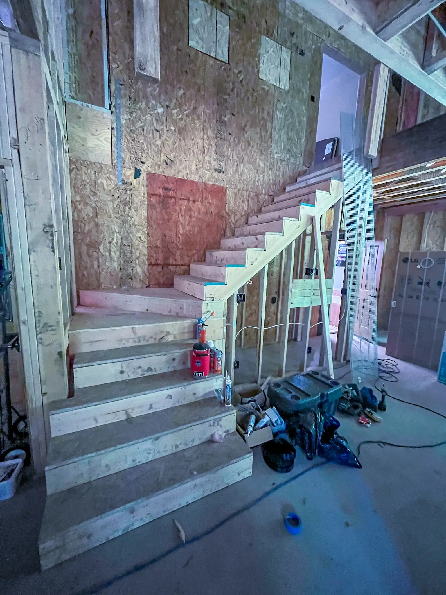 Existing staircase in a Woodinville, WA home before a mother-in-law suite addition.