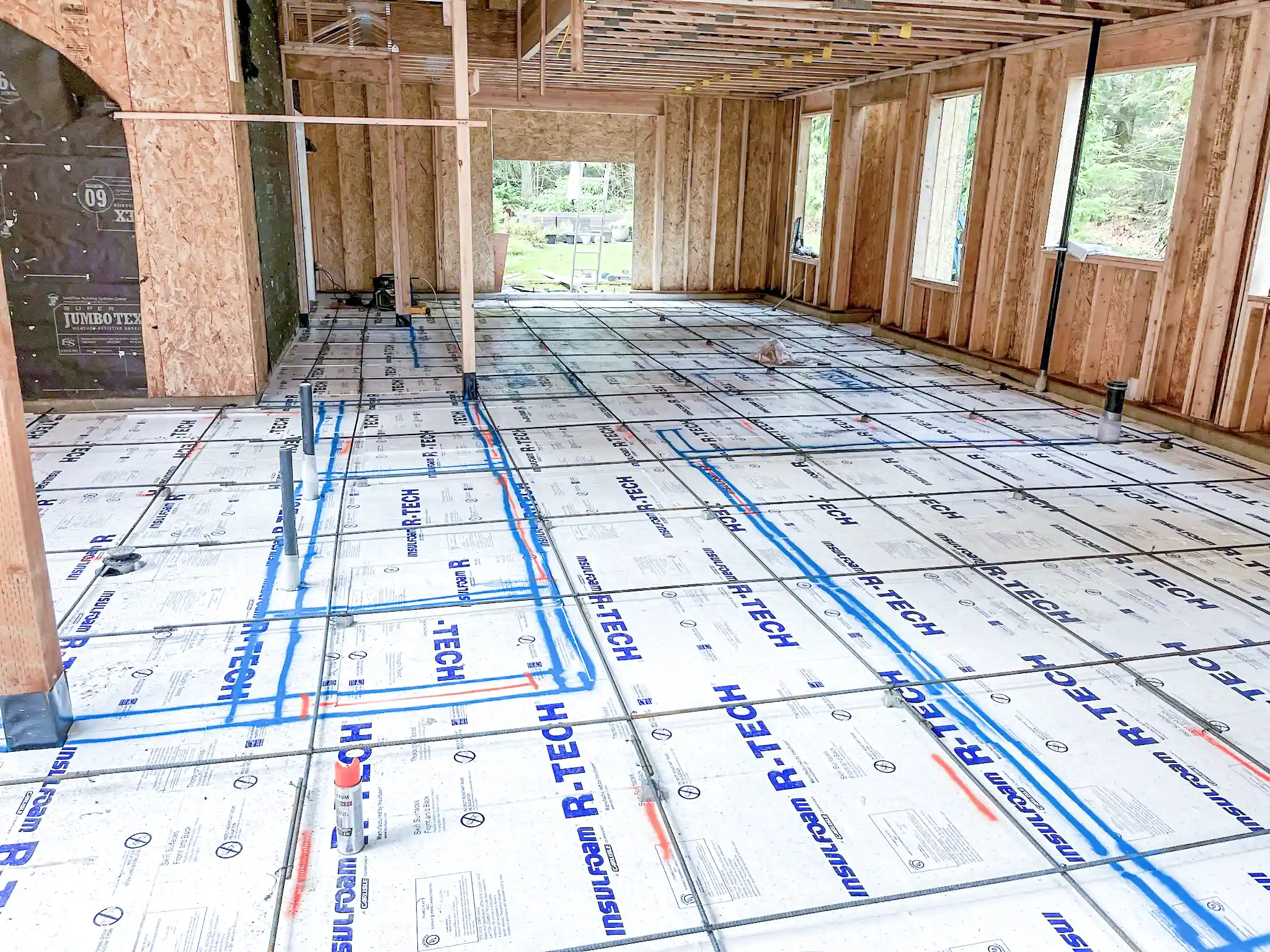 Angled photo of worksite during the plumping installation.