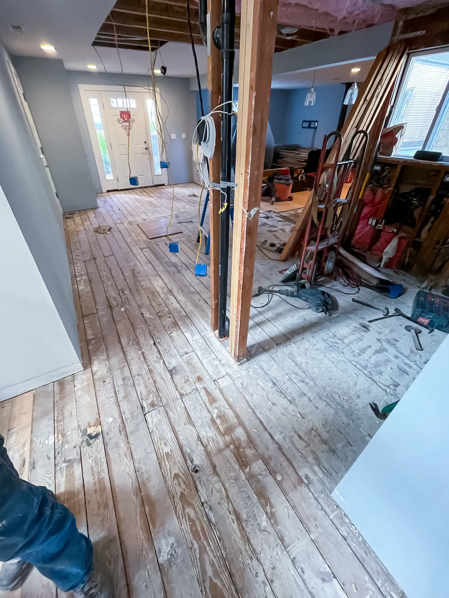 Entry hallway in a Kirkland, WA rambler during a whole-home remodel.