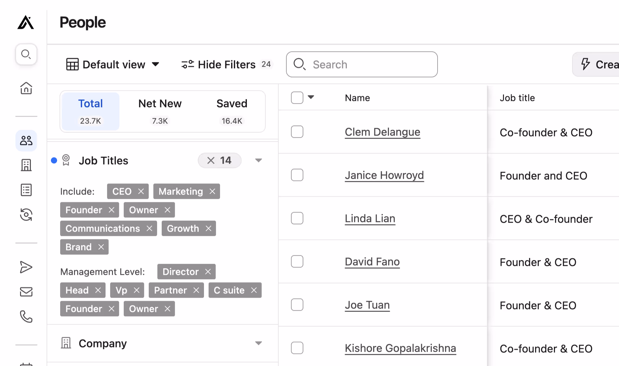 A screenshot of a prospecting software dashboard