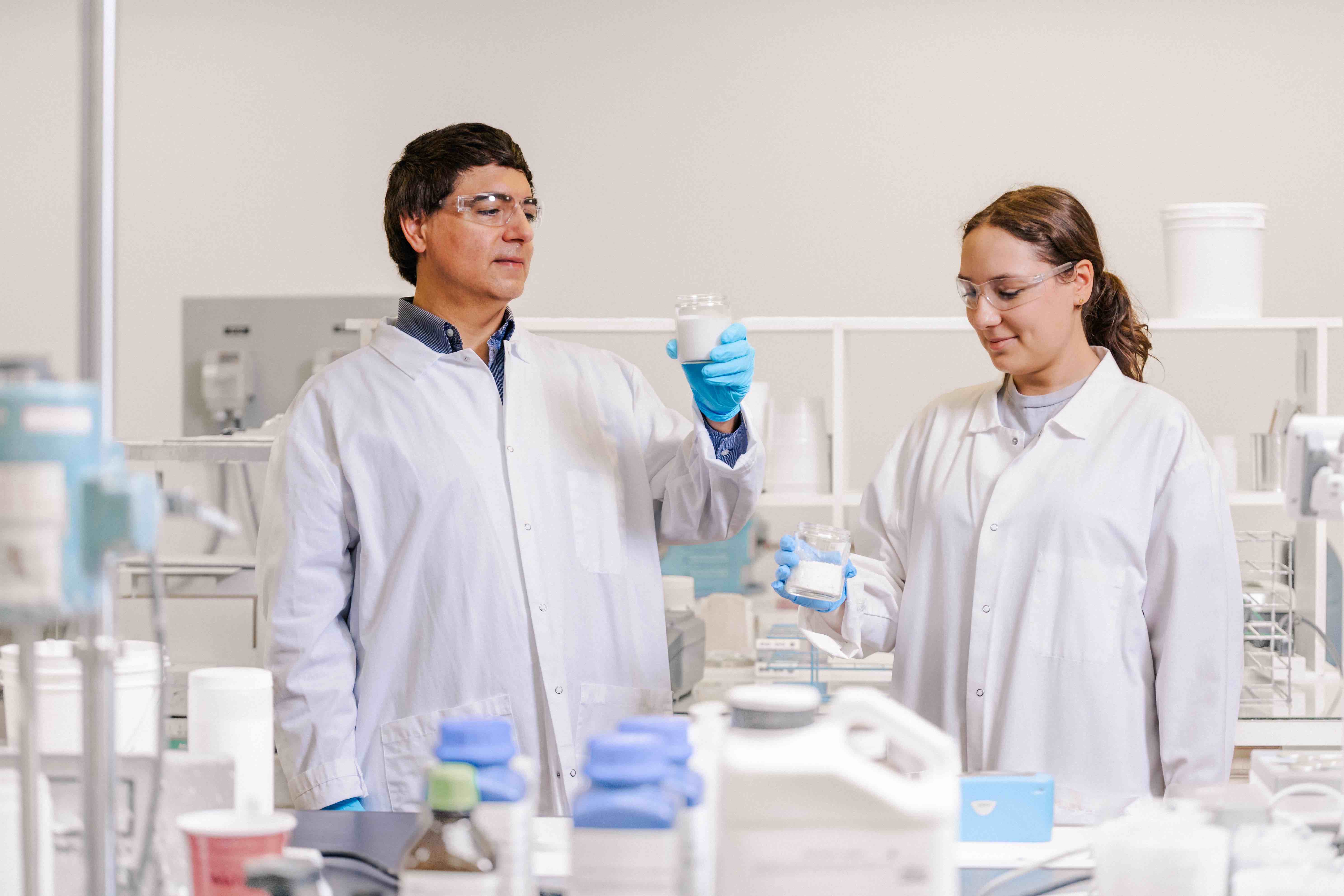 kaolin researcher & performance mineral specialist working in lab