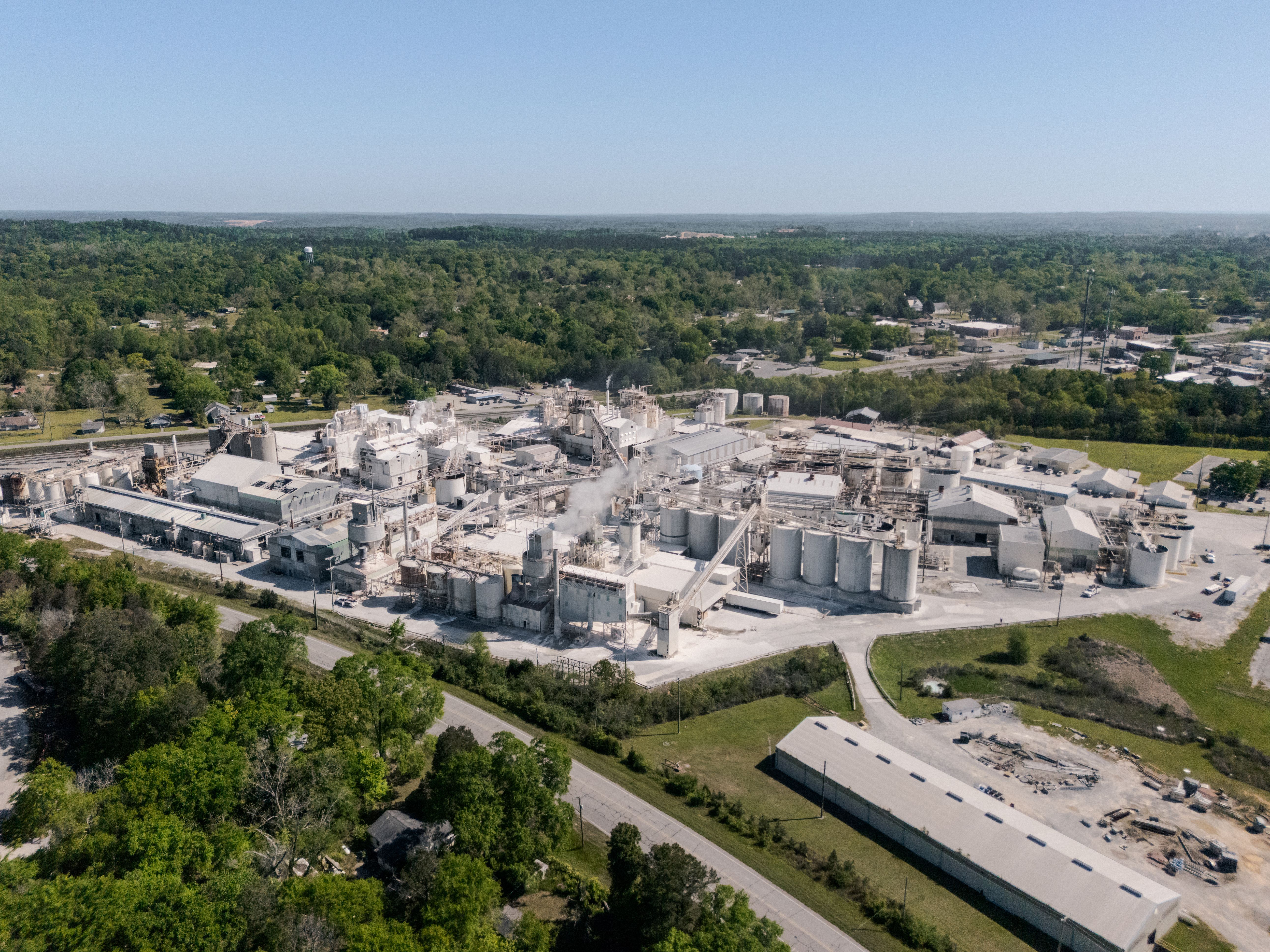 aerial shot of gordon georgia kaolin plant