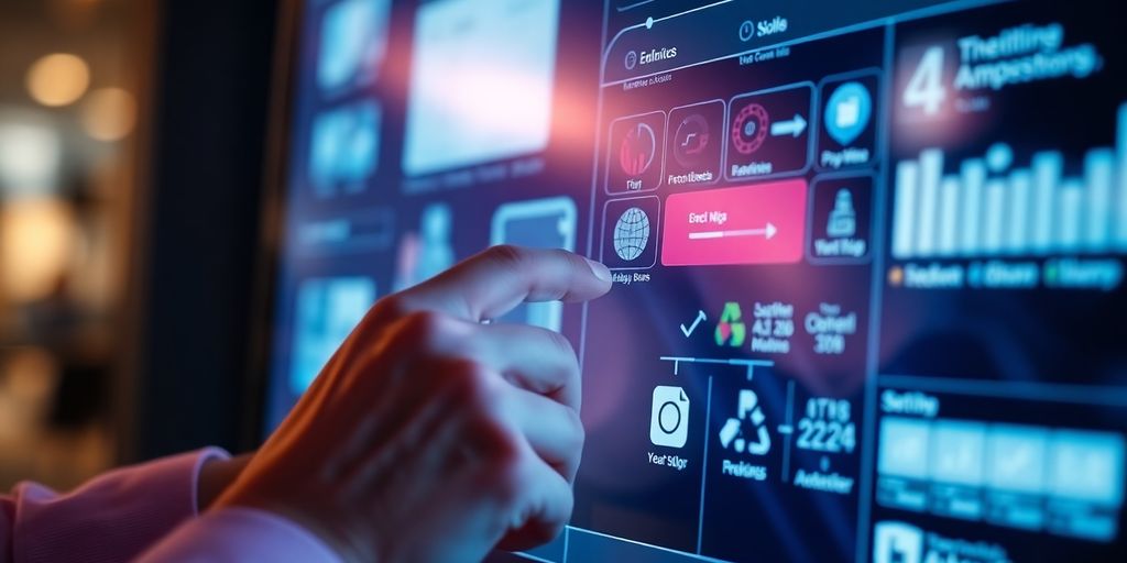 Benutzer interagiert mit einem modernen Touchscreen-Interface.