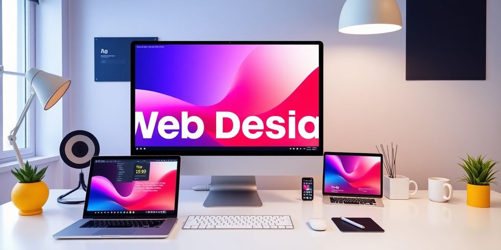 Moderne Werkzeuge und Geräte für Webdesign 2025.