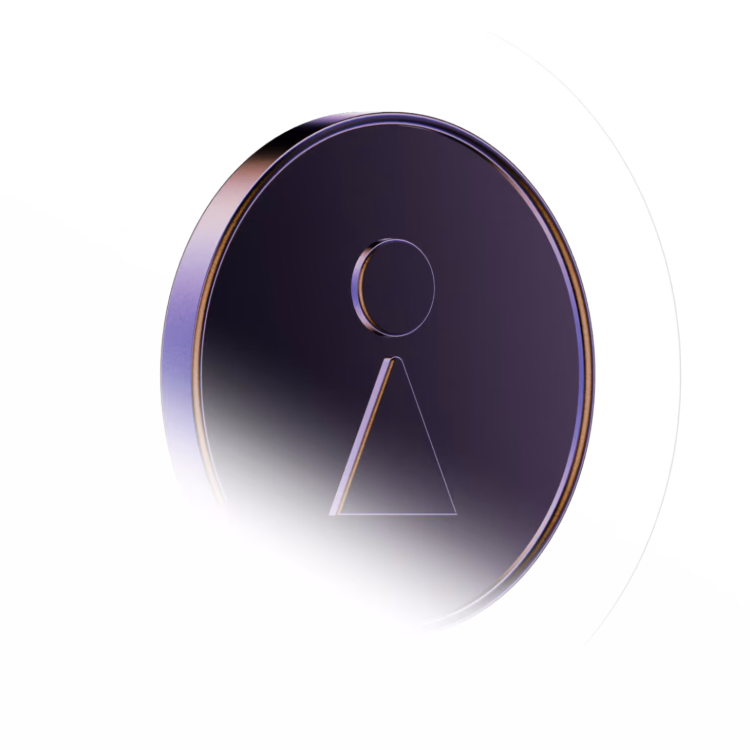 Circular purple token with an abstract human figure symbol, consisting of a circle above a triangle.