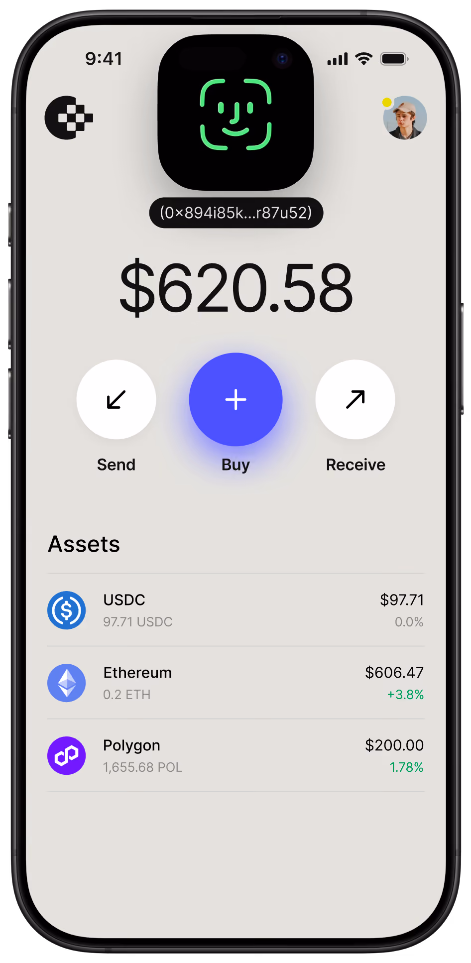Mockup of a stablecoin/payments focused app