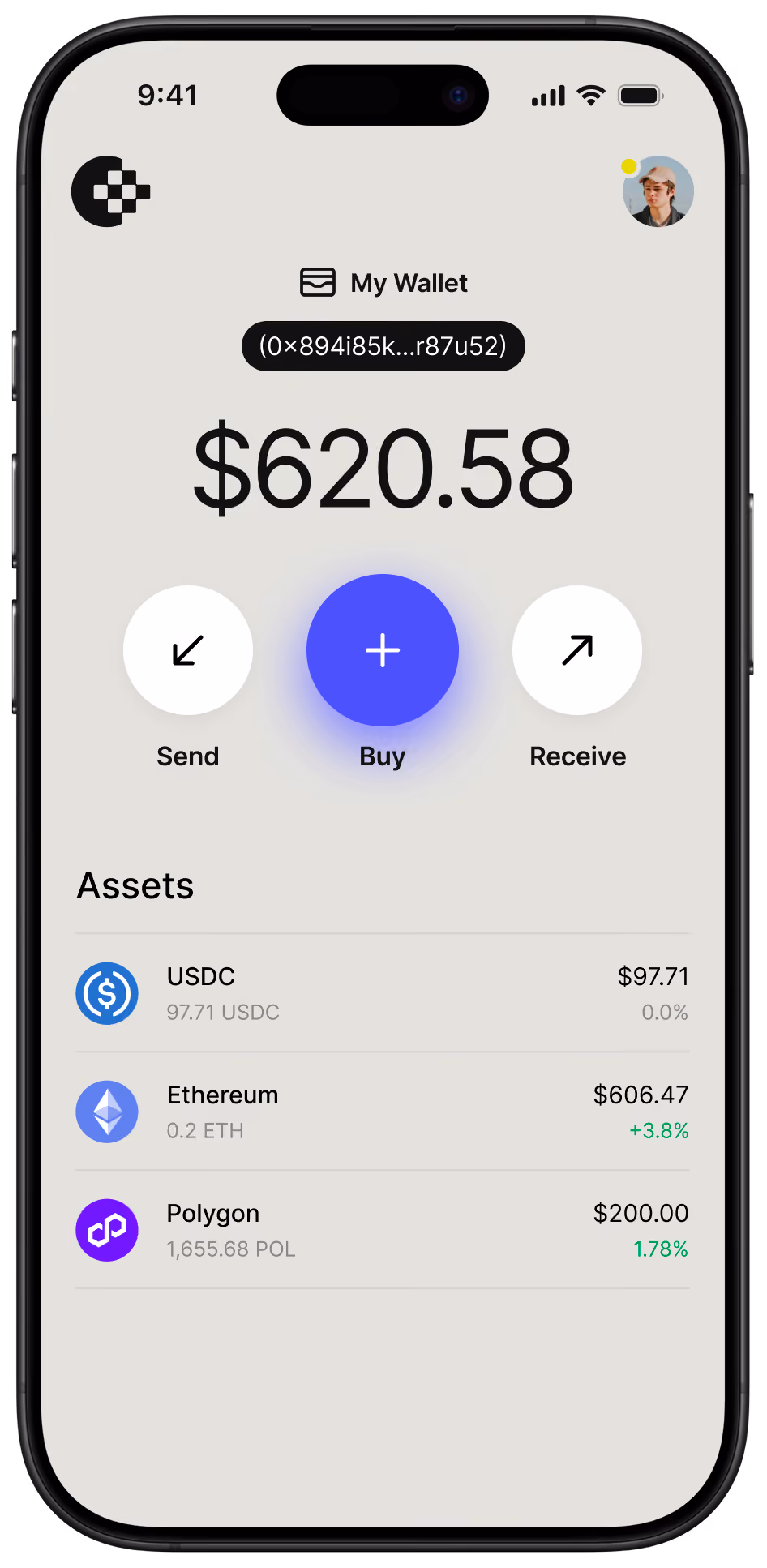 a wallet app mockup