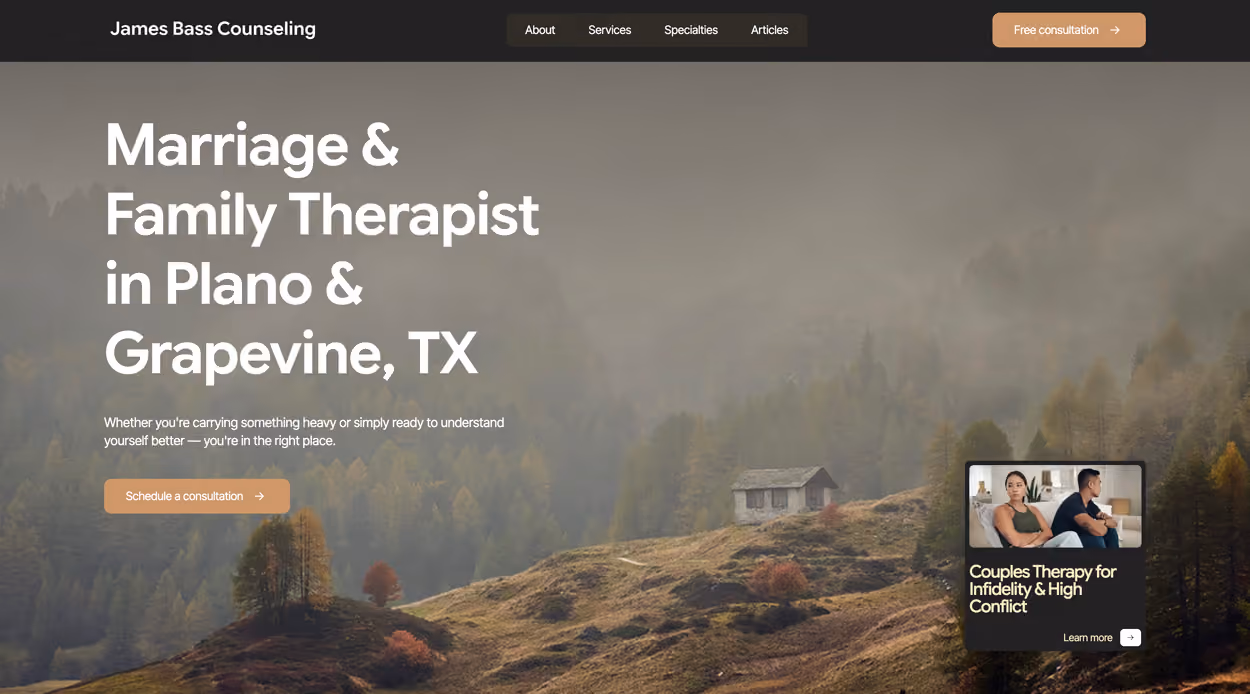 James Bass Counseling | Website Redesign | Plano, TX