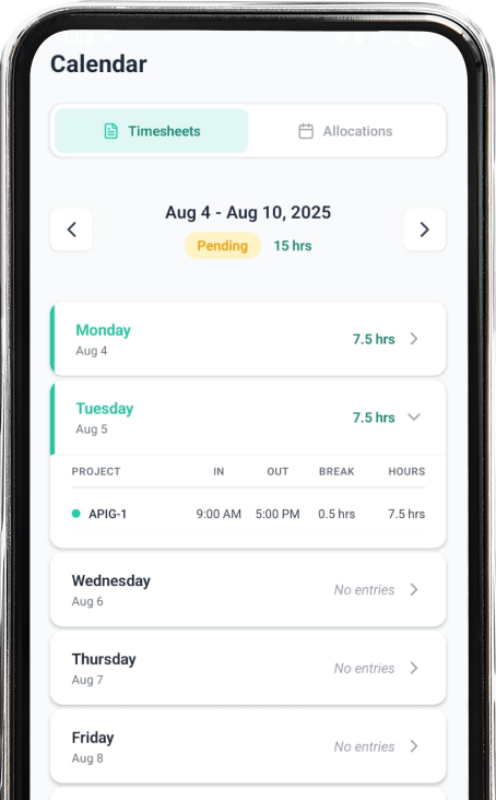 ProjoLink time logging timesheets for enterprise resource management