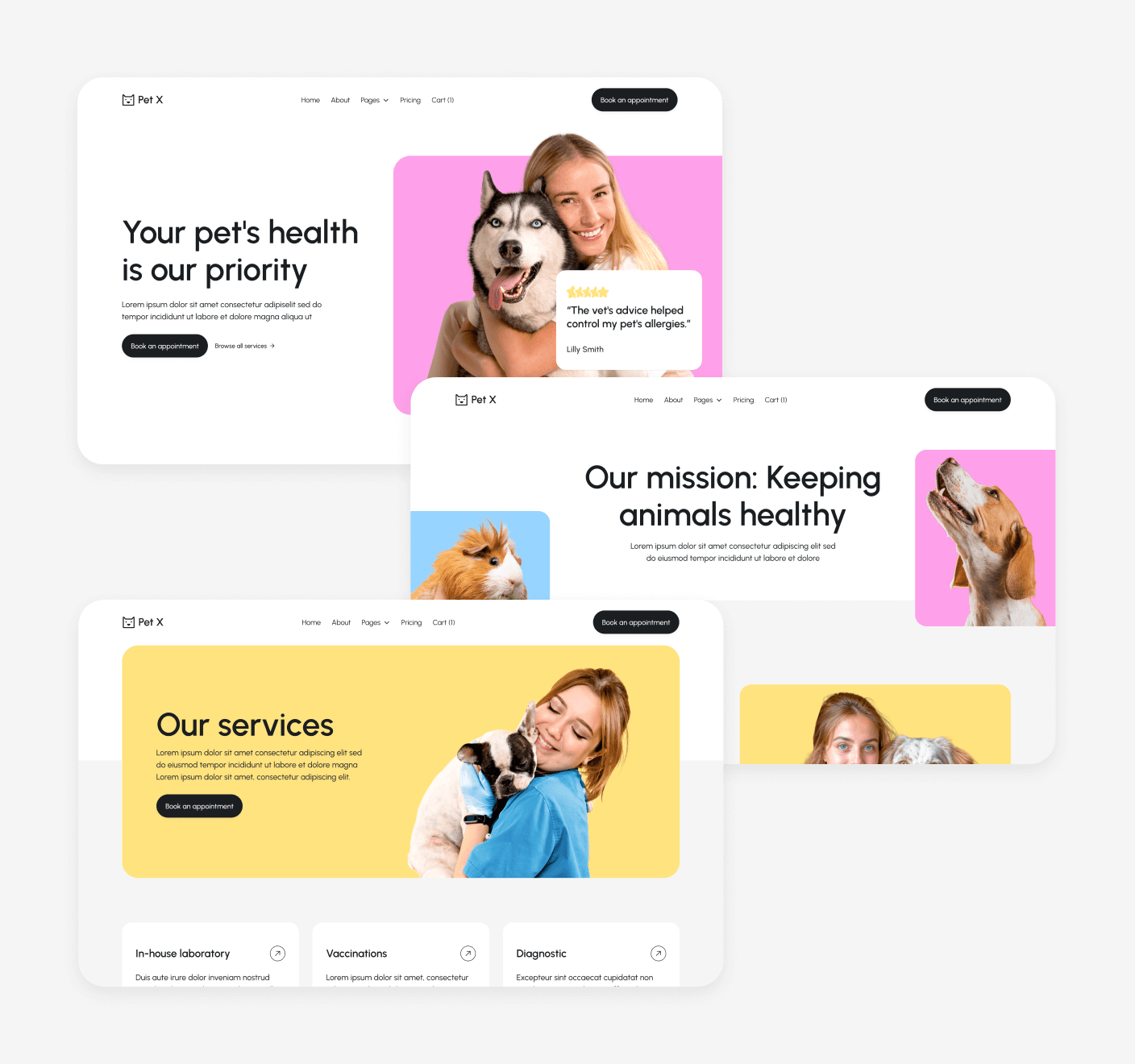 Pet X More Than 65 Sections Veterinary Webflow Template