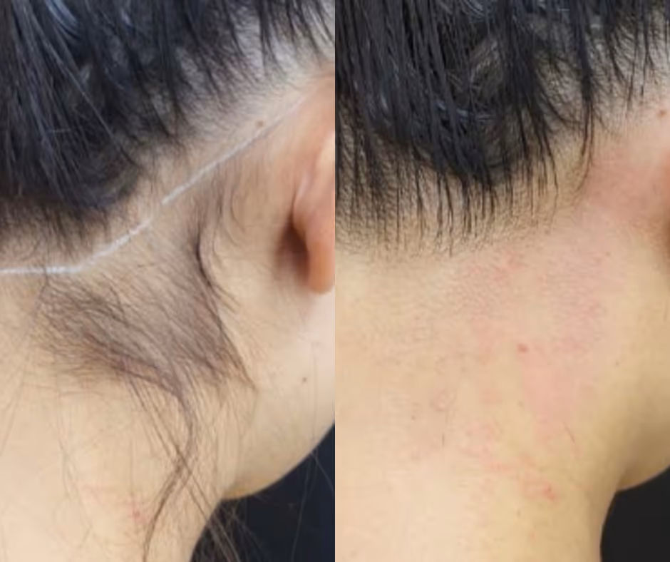 laser hair removal neck back before and after
