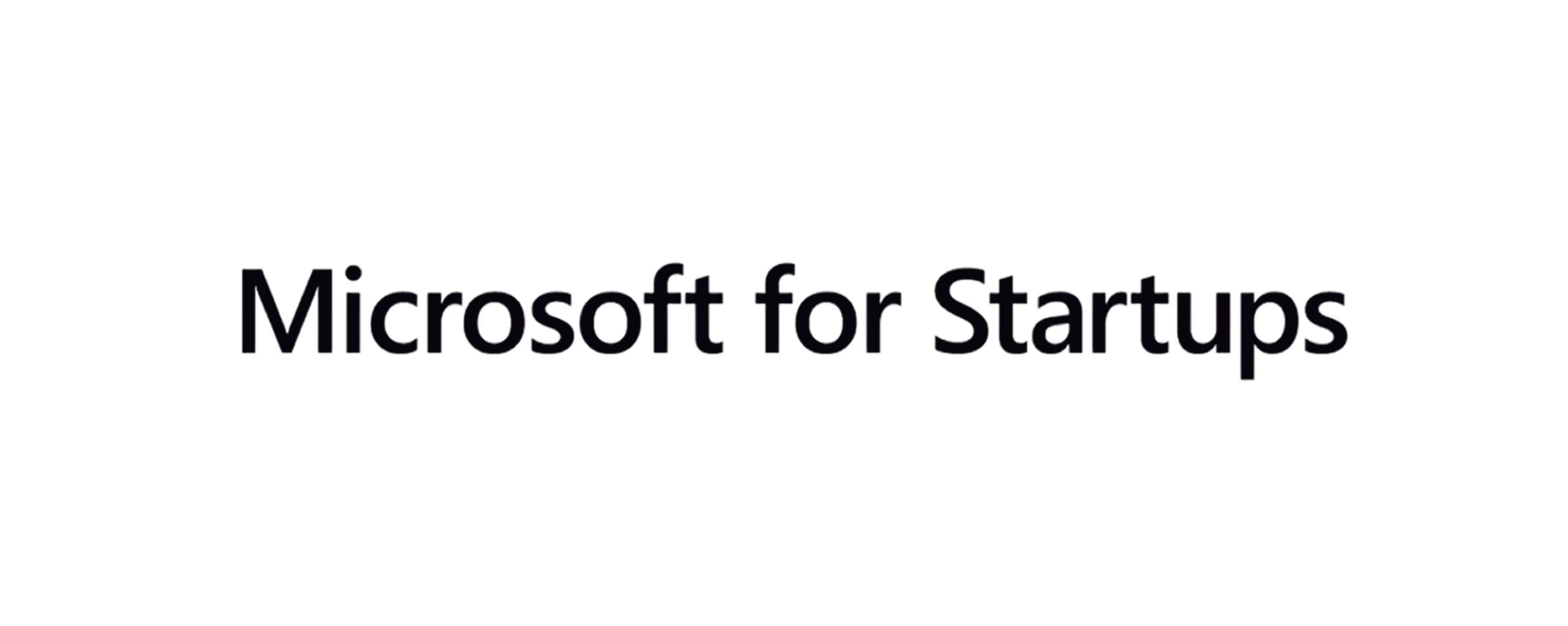 Text reading Microsoft for Startups in black font on a white background.