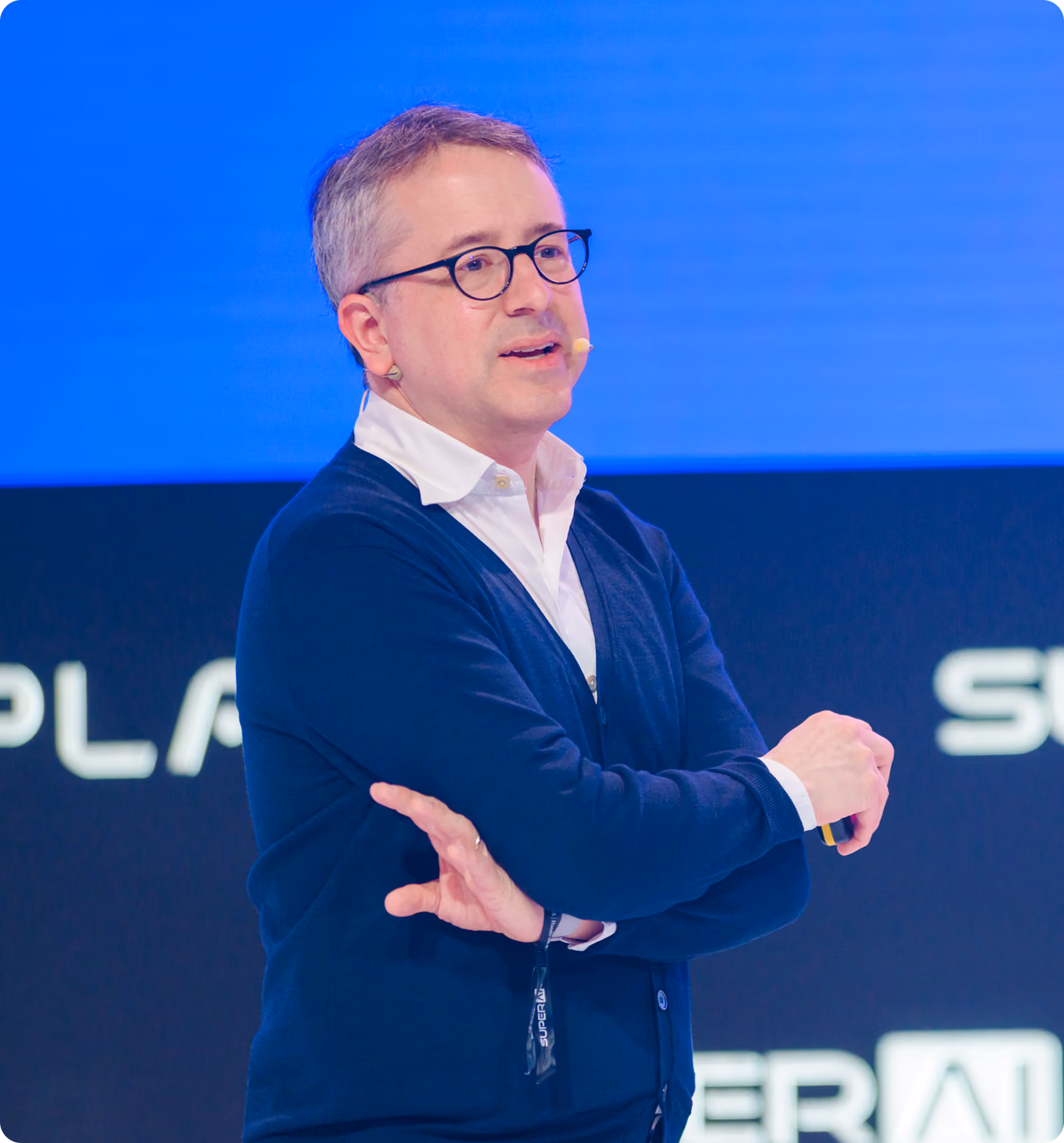 Benedict Evans, technology analyst, speaking on stage at SuperAI 2026.