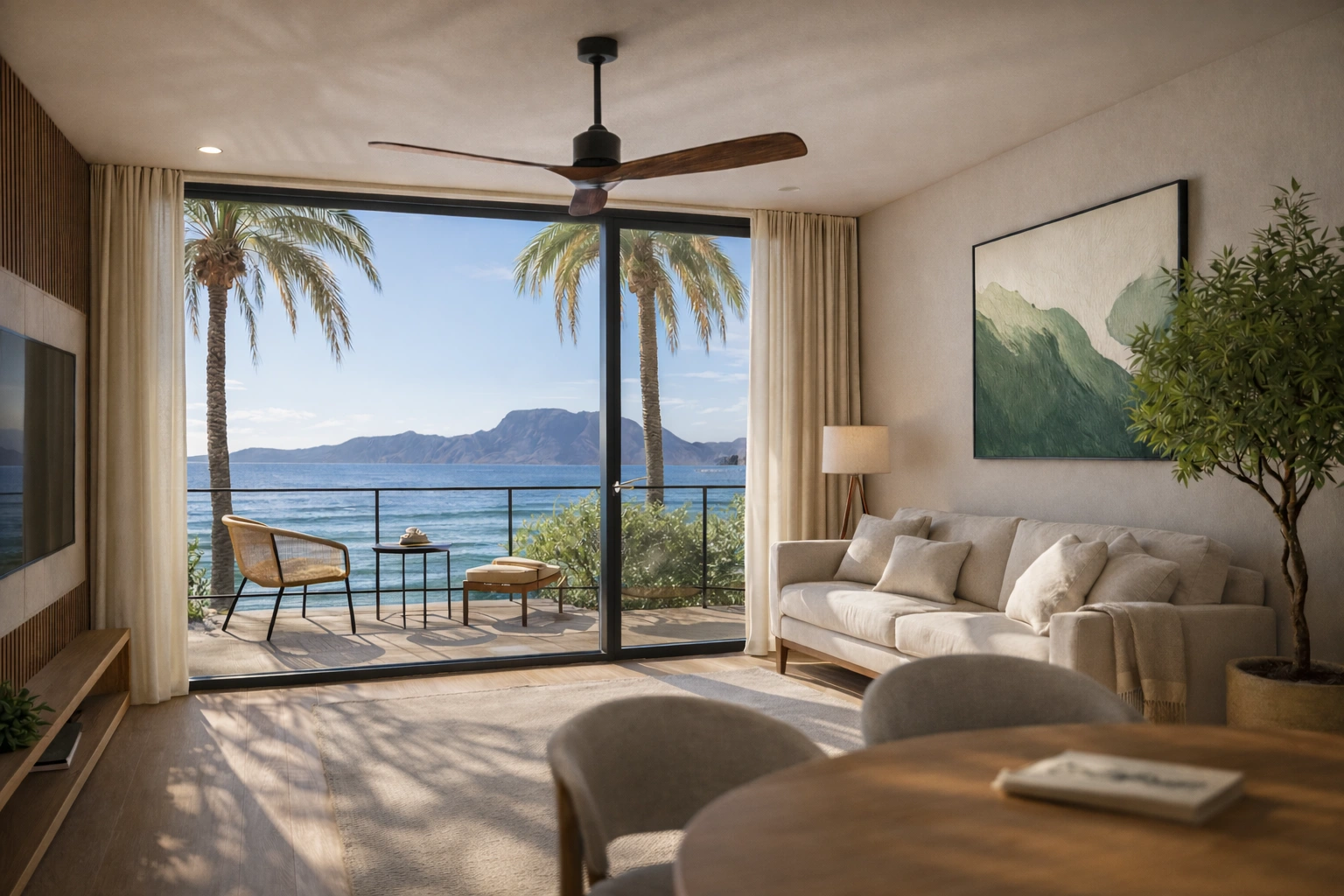 A KAHAL turnkey luxury condo eco-luxury community in baja california view from the entryway looking at ocean