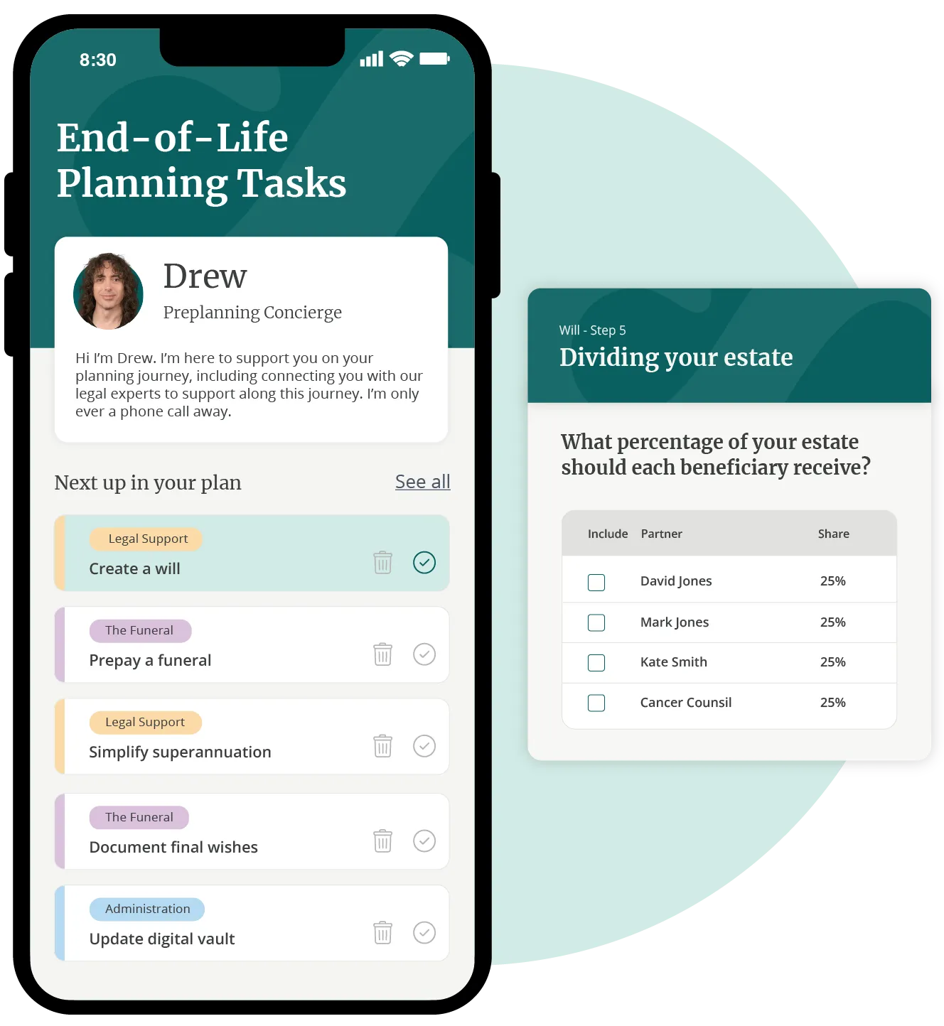 illustration of mockup of simplified end of life planning