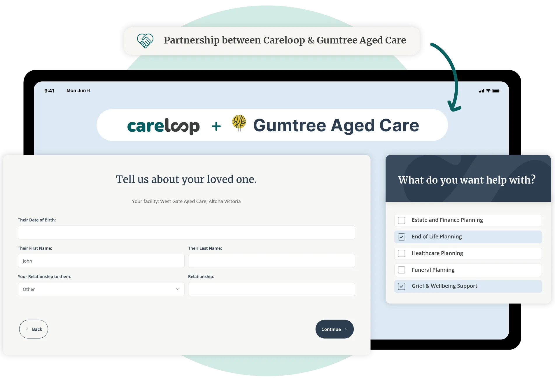ui illustration of careloop mockup
