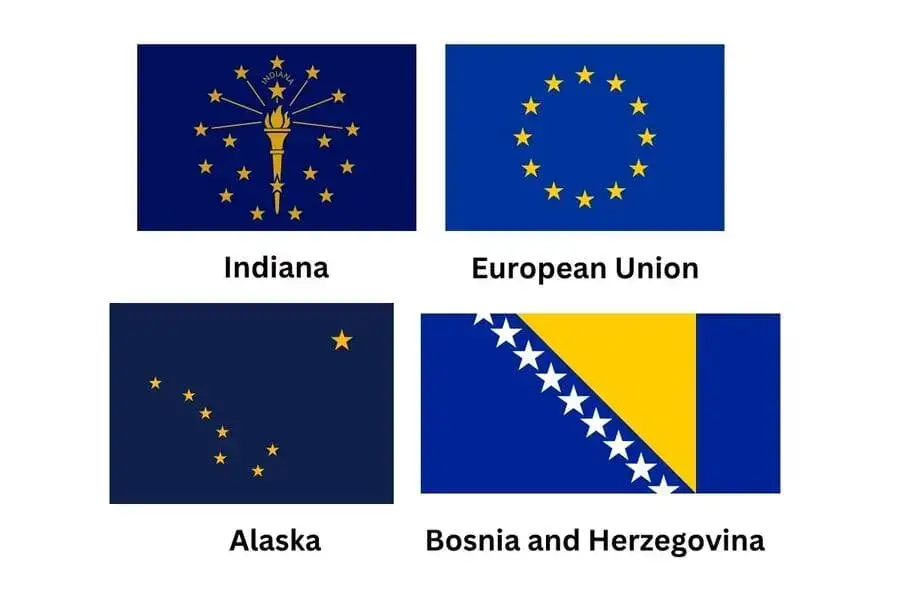 Blue and Yellow Flag With Stars
