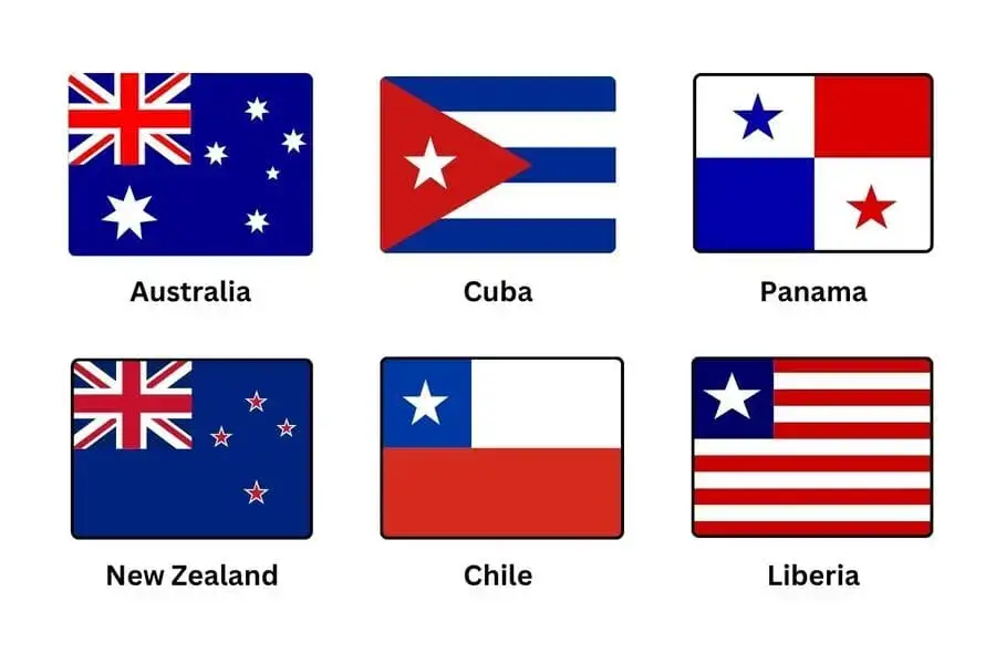 Blue White Red flag With Star