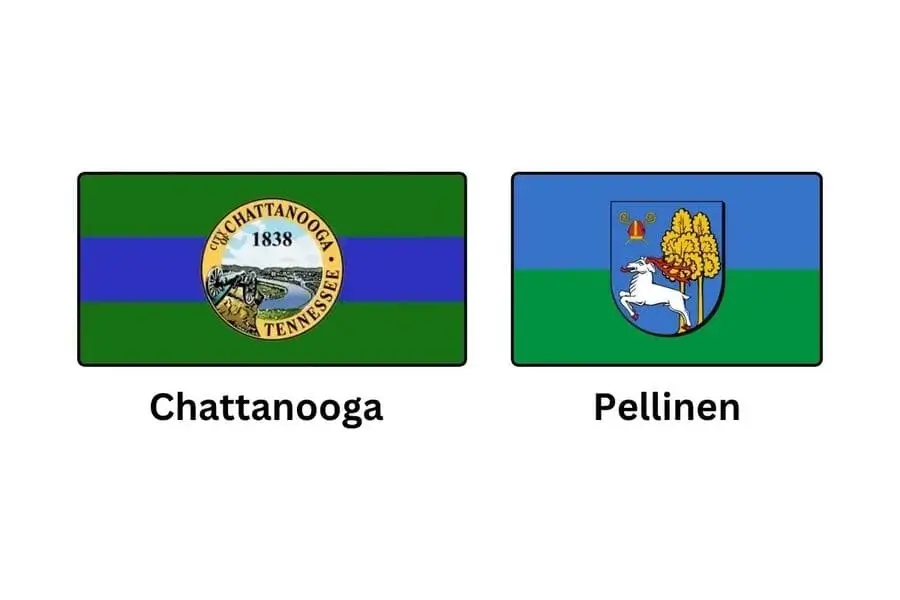 Green And Blue Flags 
