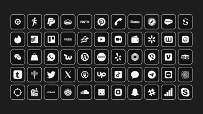 black and white app icons