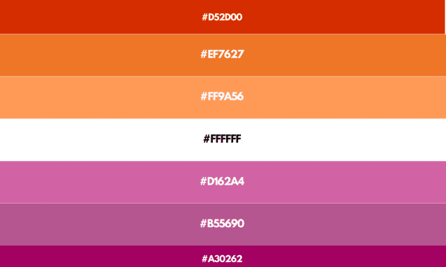 lesbian flag colors