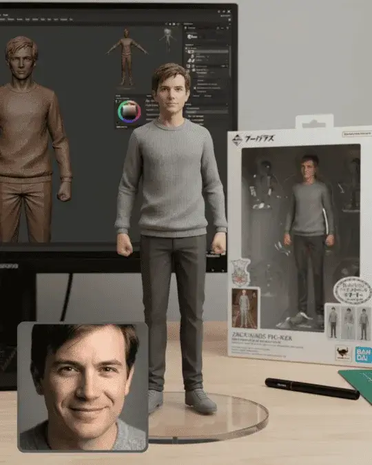 man turning a action figure with a single input image