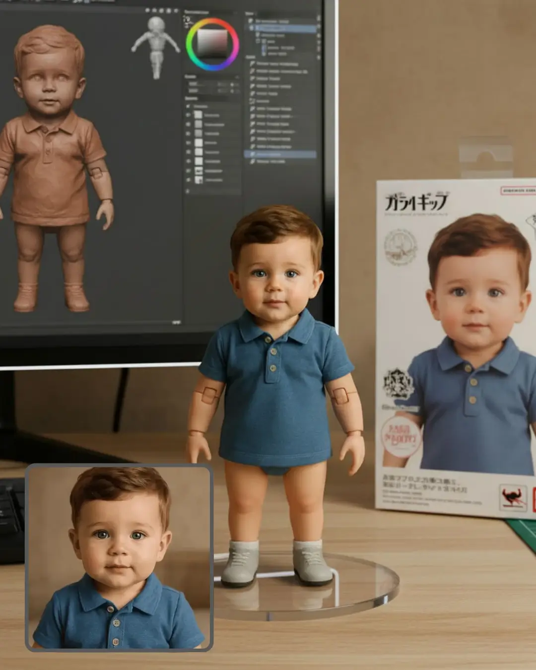 a tolder action figure on a desk