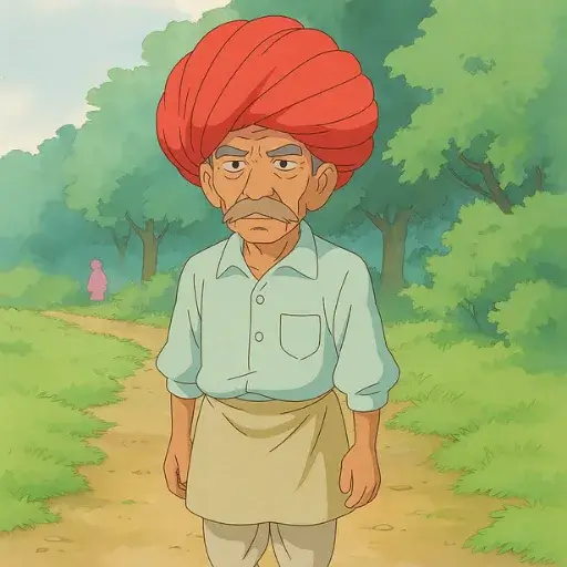 ghibli art hindu man