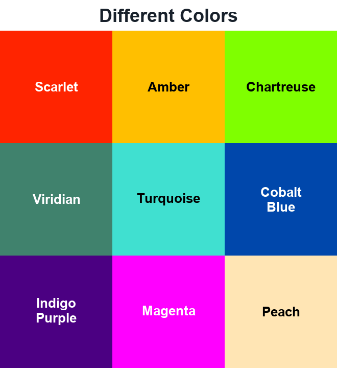 Different Colors