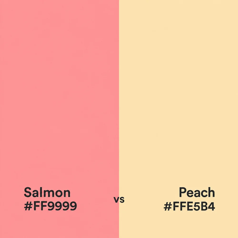 Salmon #FF9999 and Peach #FFE5B4 in equal side-by-side swatches.