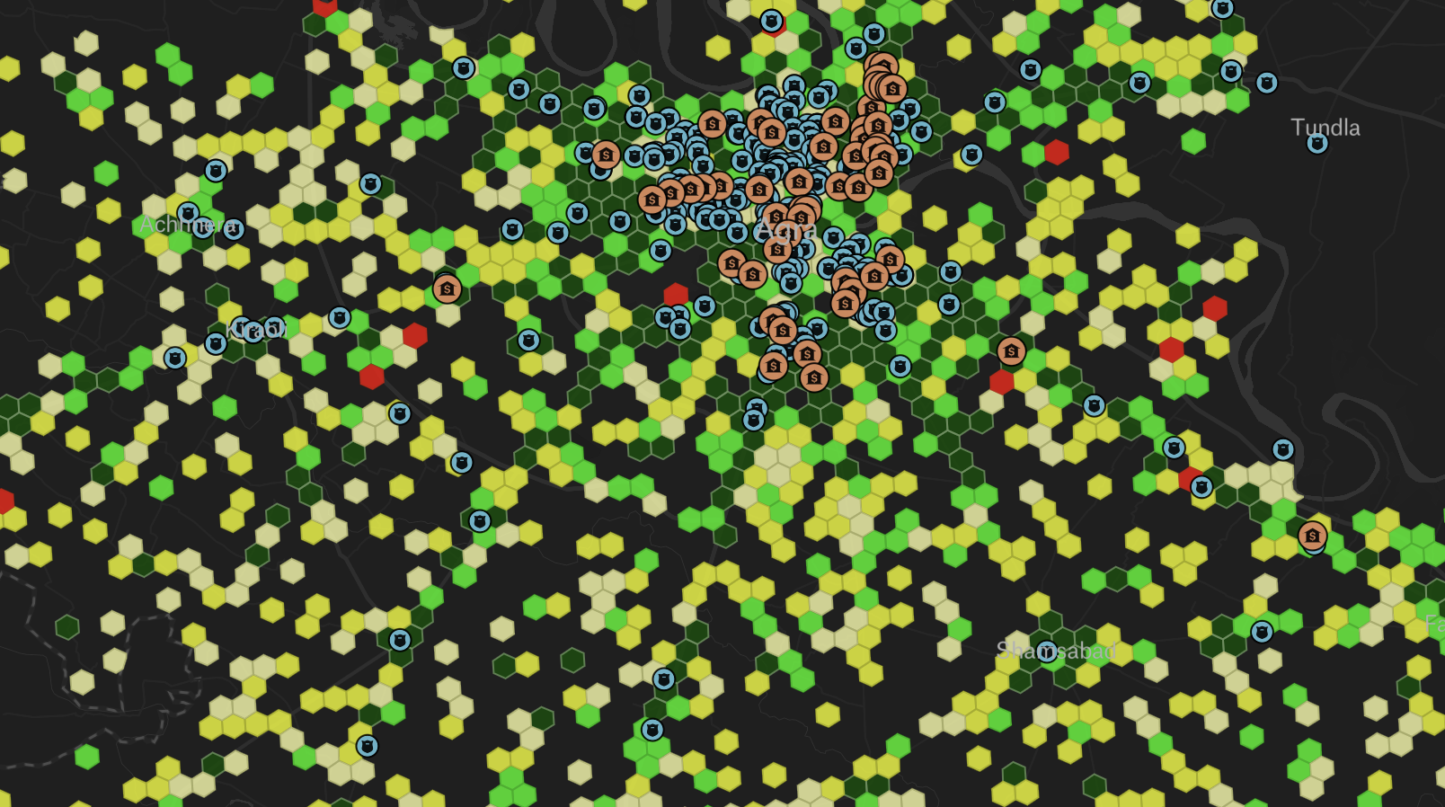Ranked ATM site map